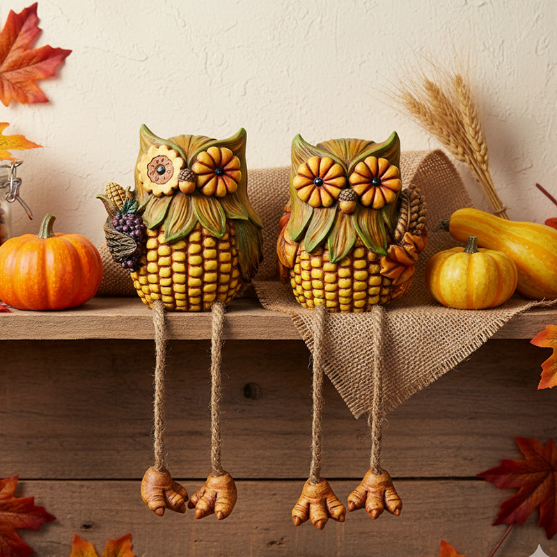 Polyresin Shelf Sitter Figurine - Fall Decor Collectible
